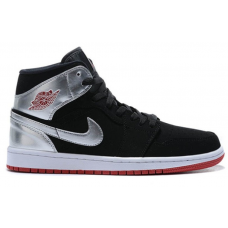 Кроссовки Nike Air Jordan 1 Mid черно-серебряные
