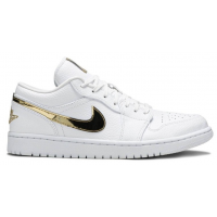 Кроссовки Nike Air Jordan 1 Low белые с золотым