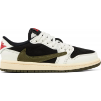 Кроссовки Nike Air Jordan 1 Low Travis Scott OG PS Olive бежевые