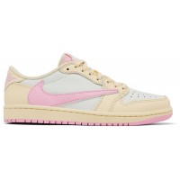 Кроссовки Air Jordan 1 Low OG TS Shy Pink кремово-розовые женские