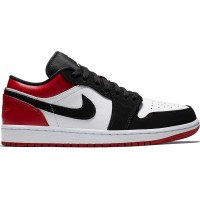 Кроссовки Nike Air Jordan 1 The Toe Low черно-белые с красным