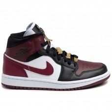 Кроссовки Nike Air Jordan 1 Mid Se Black Dark Beetroot черно-белые с бордовым