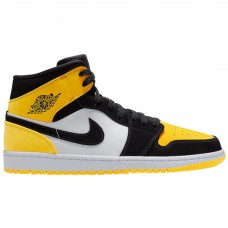 Кроссовки Nike Air Jordan 1 Mid Yellow Toe Footasylum черные с желтым