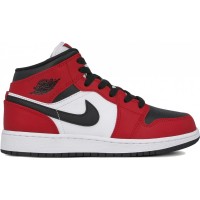 Кроссовки Nike Air Jordan 1 Mid Chicago Black Red красные с белым