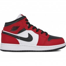 Кроссовки Nike Air Jordan 1 Mid Chicago Black Red красные с белым