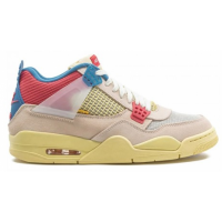 Кроссовки Nike Air Jordan 4 розово-желтые с синим