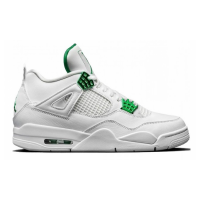 Кроссовки Nike Air Jordan 4 белые с зеленым