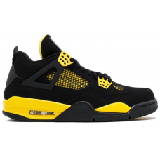Кроссовки Nike Air Jordan 4 черные с желтым 